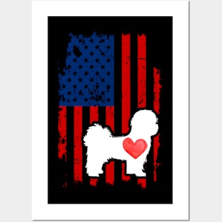 Shih Tzu Merica Usa American Flag Posters and Art